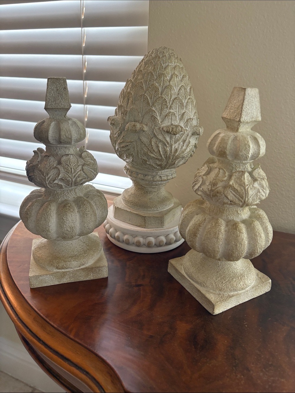 TRIO Resin Artichoke & Spires Finials French Country Farmhouse Cottagecore